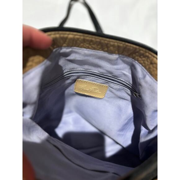 MARC FISHER-Dark Brown/Tan-Pebbled Leather-adj. crossbody strap boho 80’s Purse - Picture 8 of 8